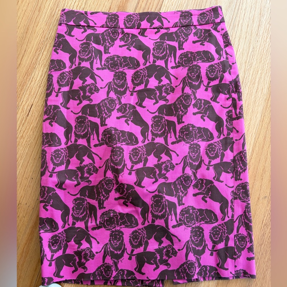 Vintage Jcrew Pink Lion Print Skirt